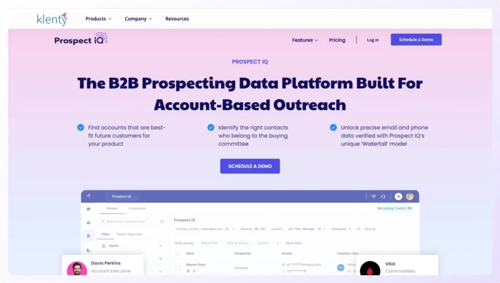 Prospect IQ by Klenty is one of the best email finder tools