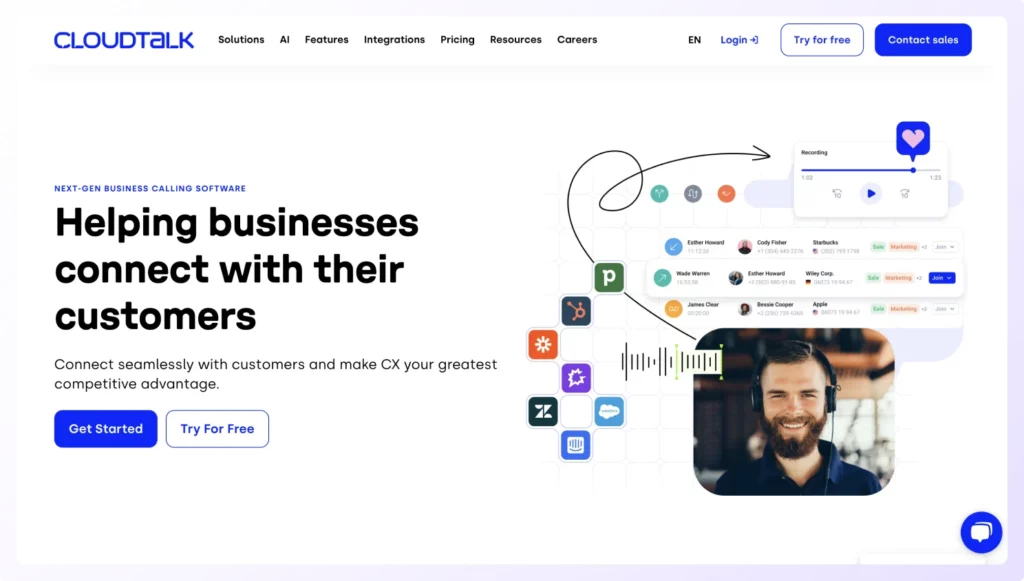 CloudTalk landing page
