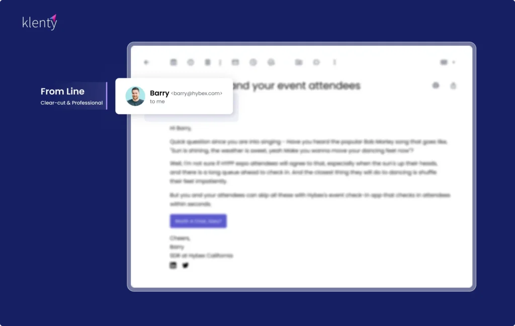 cold email template highlighting effective from line