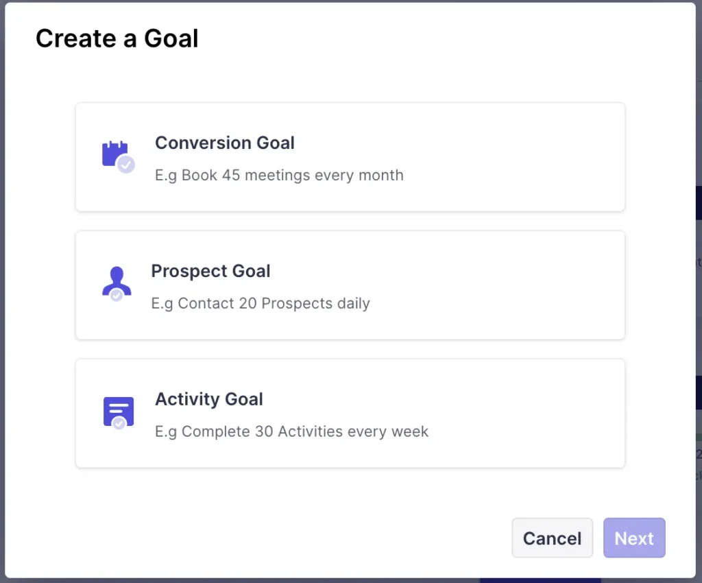 Goals addition page