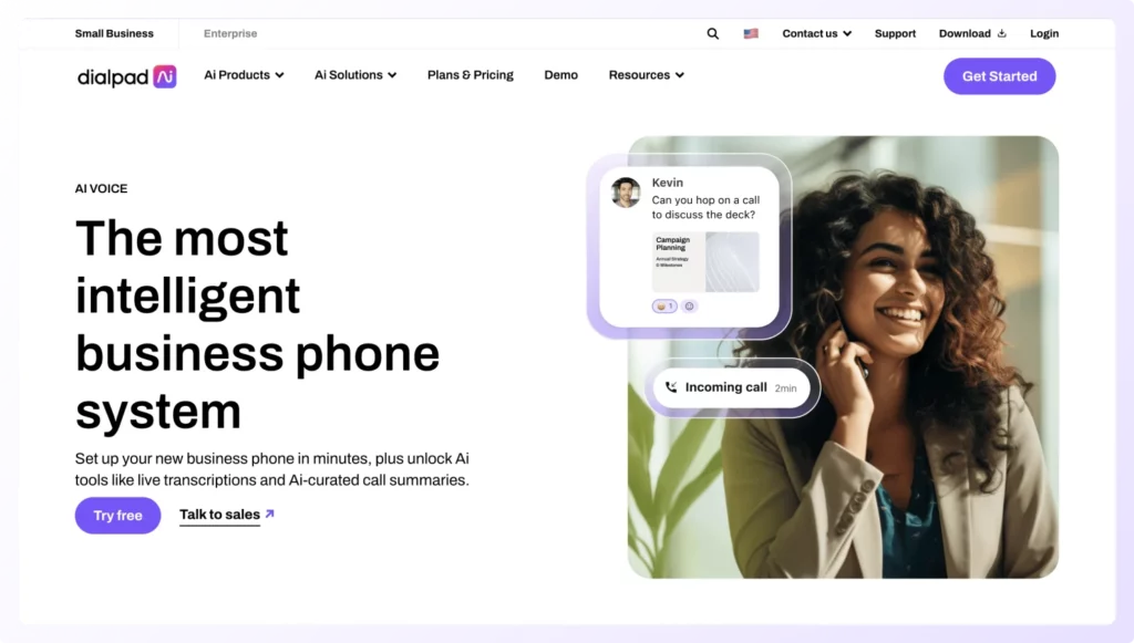 Dialpad's landing page