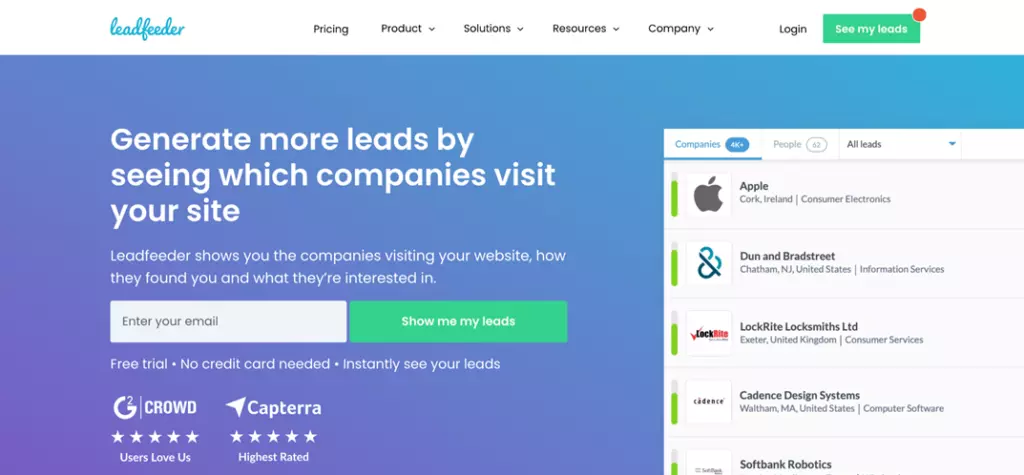 Leedfeeder- B2B lead generation software.