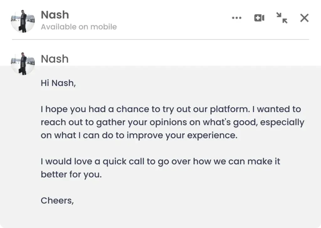 Example LinkedIn sales template to message the decision-maker