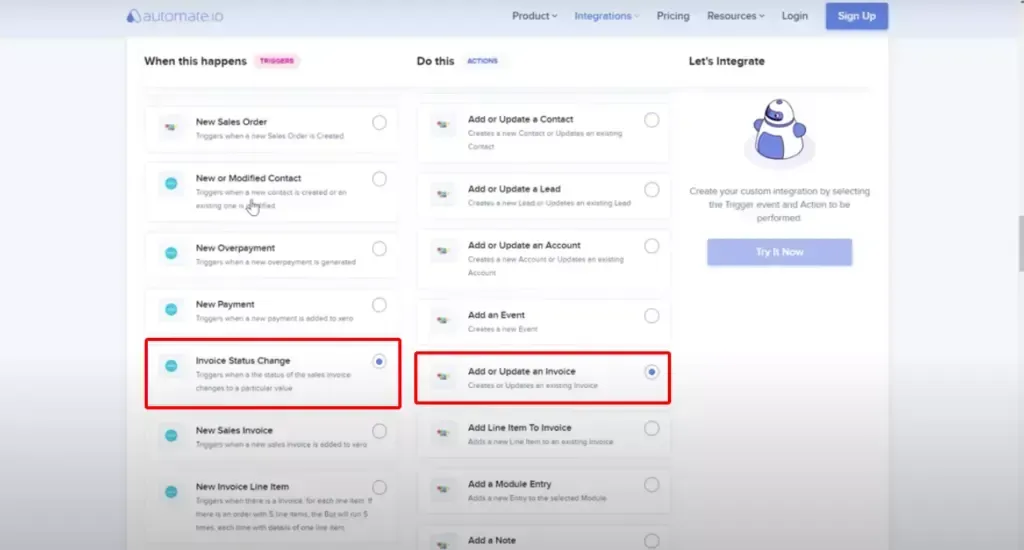 image set the trigger and response for every closed deals invoice is generated automatically