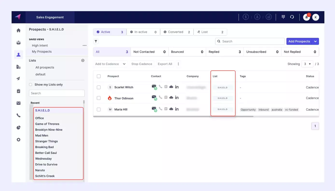 Managing lists with dynamic tags
