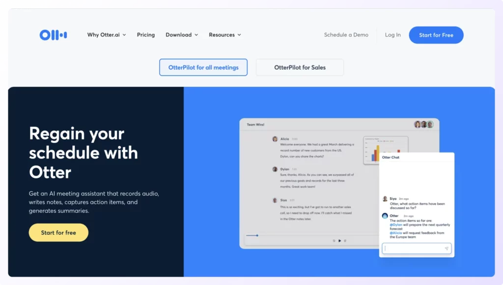 OtterPilot is a call recording transcription software