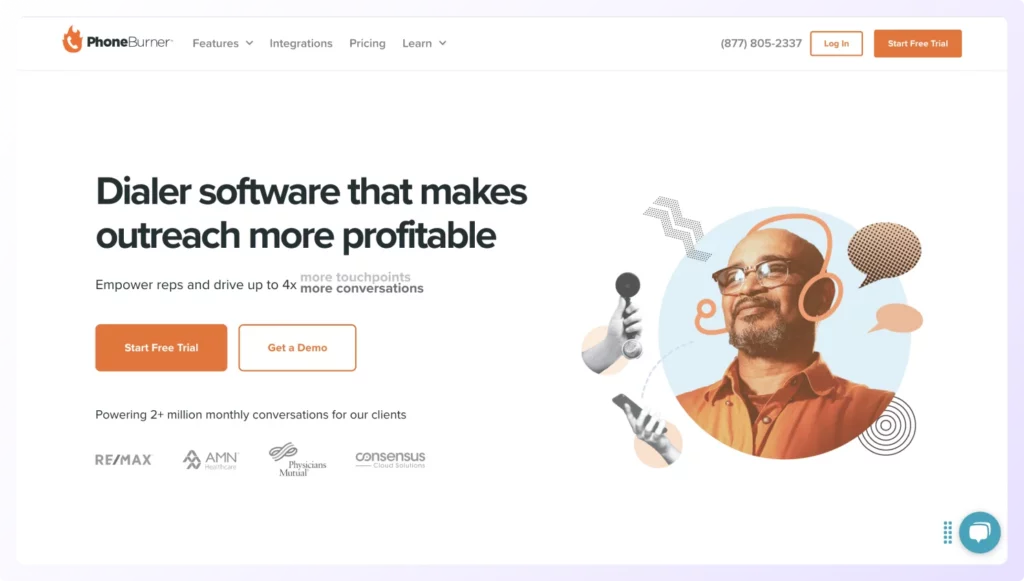 PhoneBurner landing page