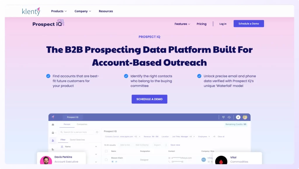 Prospect IQ by Klenty is the best data enrichment tool