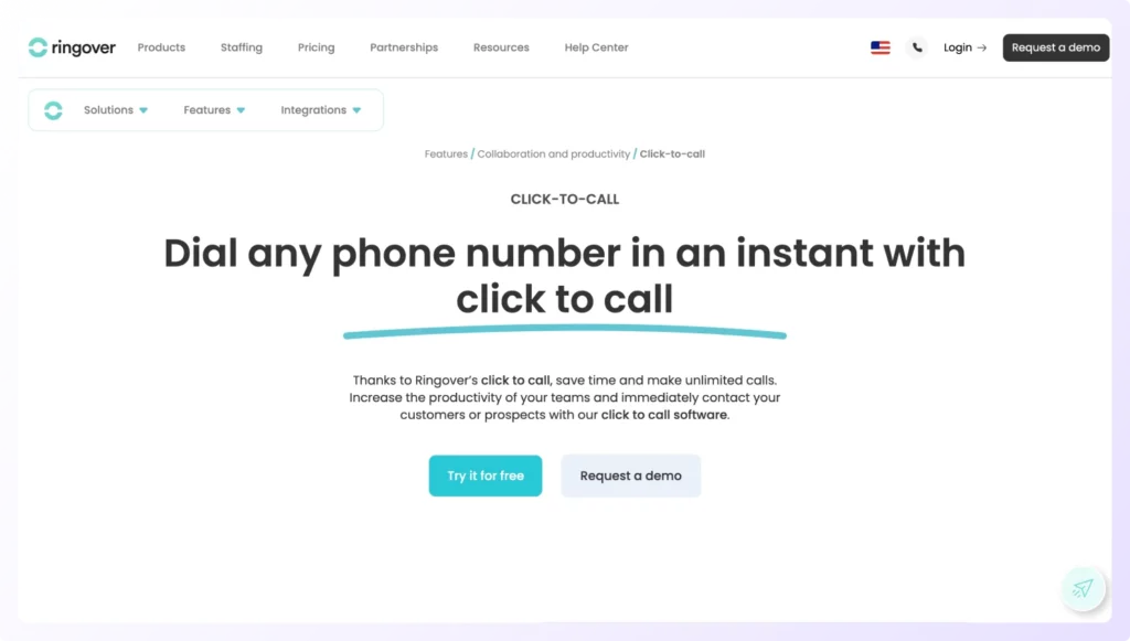 Ringover landing page