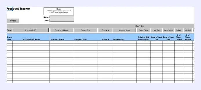 example of sales prospecting sheet