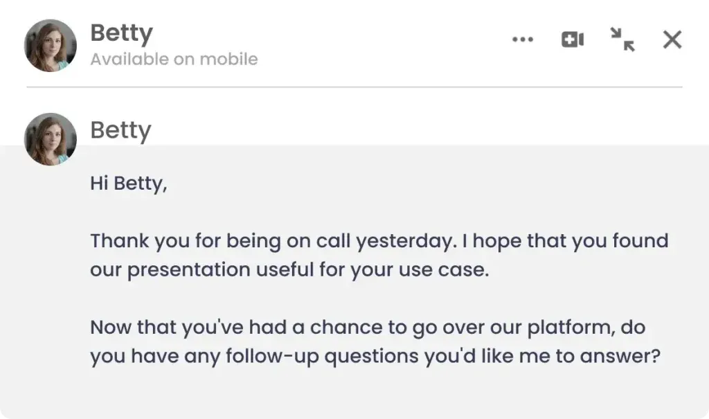 sample of Following Up After a Demo To Ensure You Are on the Same Page